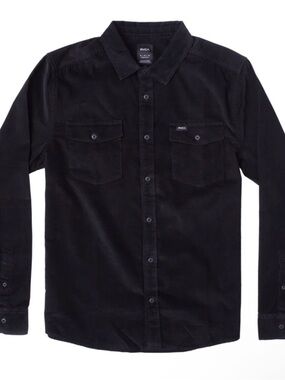 RVCA Black Corduroy Long-Sleeve Button Shirt